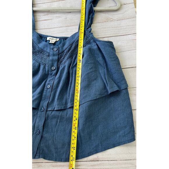 NWT American Eagle Ruffle Bohemian Top - Size Medium, Navy Blue - Picture 7 of 9